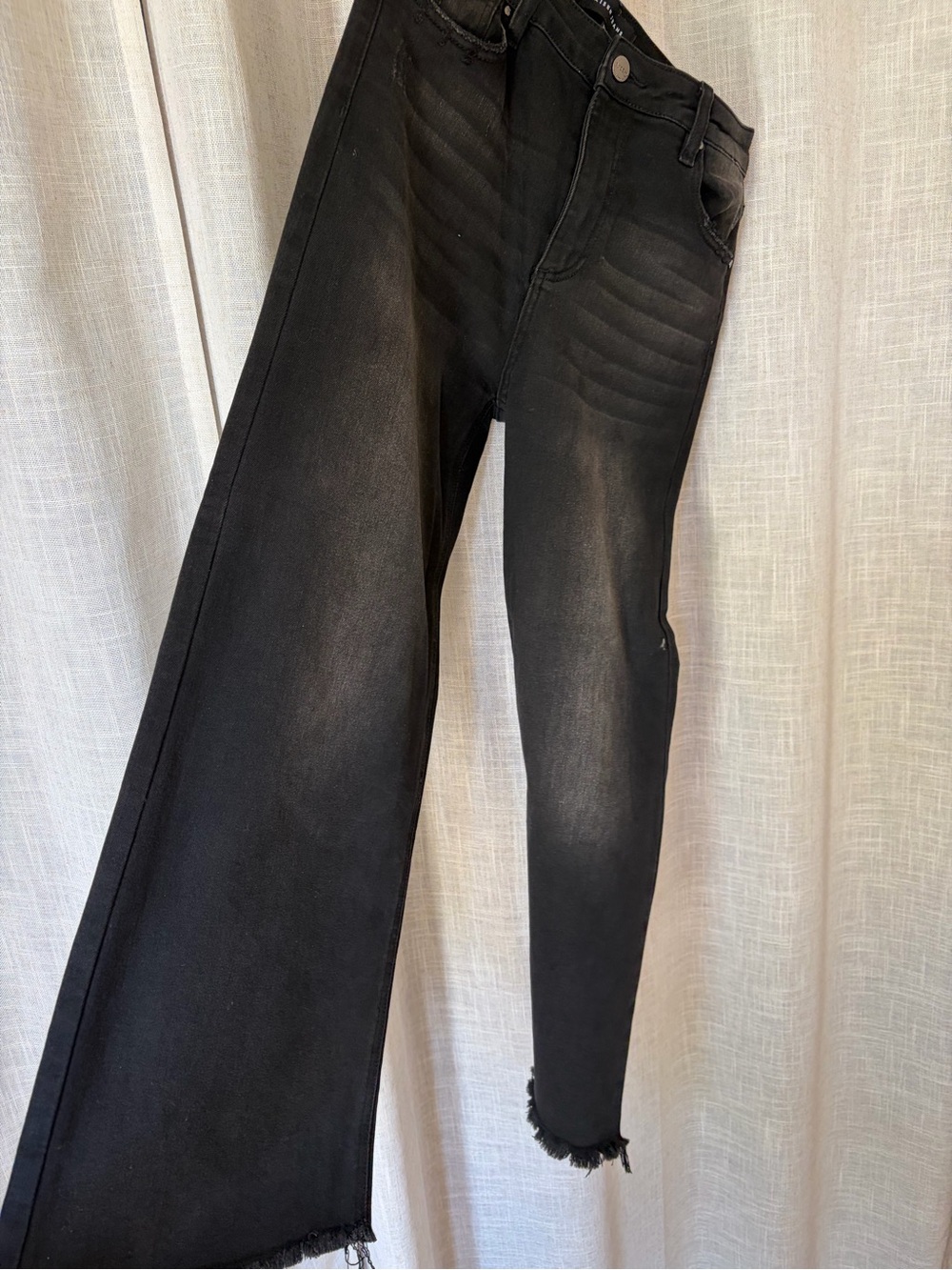 Women's Risen Black Wide Leg Flare Jeans
